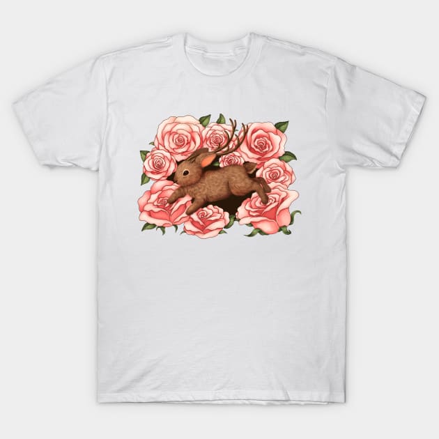 Jackalope With Roses T-Shirt by KatieCrumpton